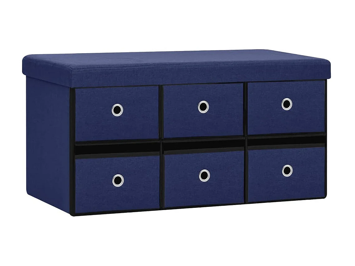 Banc de rangement pliable Bleu 76x38x38 Faux lin 2