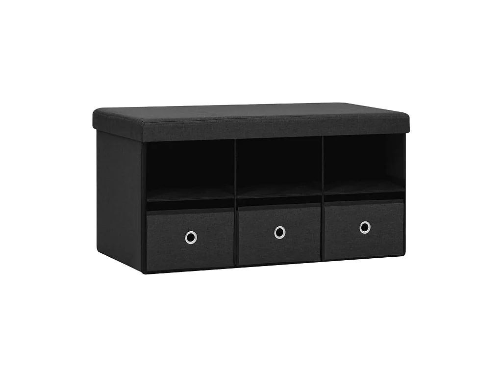 Banc de rangement pliable Noir 76x38x38 Faux lin