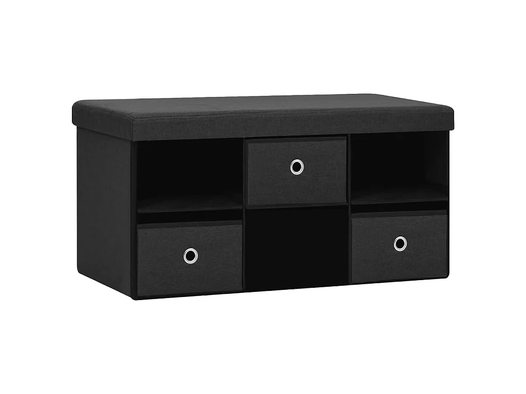 Banc de rangement pliable Noir 76x38x38 Faux lin