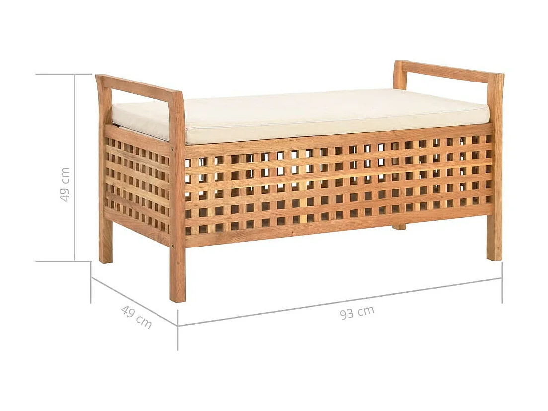 Banc de rangement 93x49x49 Bois de noyer massif