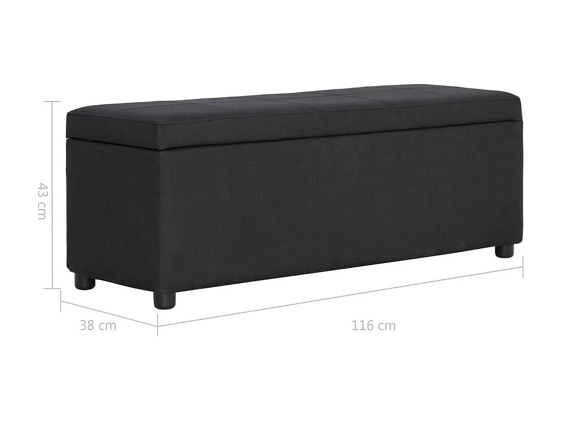 Banc avec compartiment de rangement 116cm Noir Polyester
