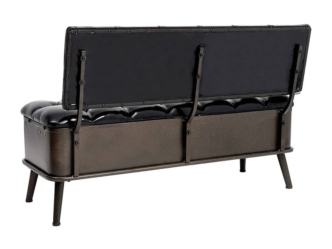 Banc de rangement avec dossier 110cm Noir Similicuir