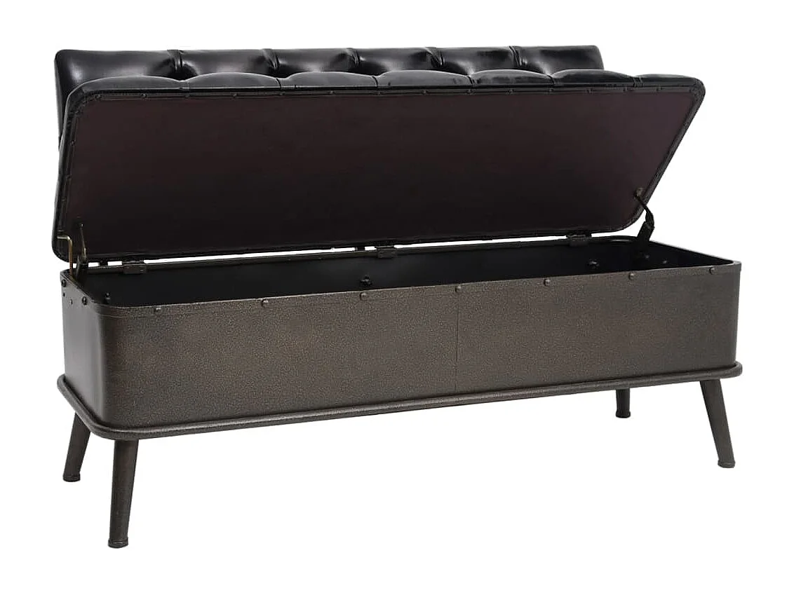 Banc de rangement avec dossier 110cm Noir Similicuir
