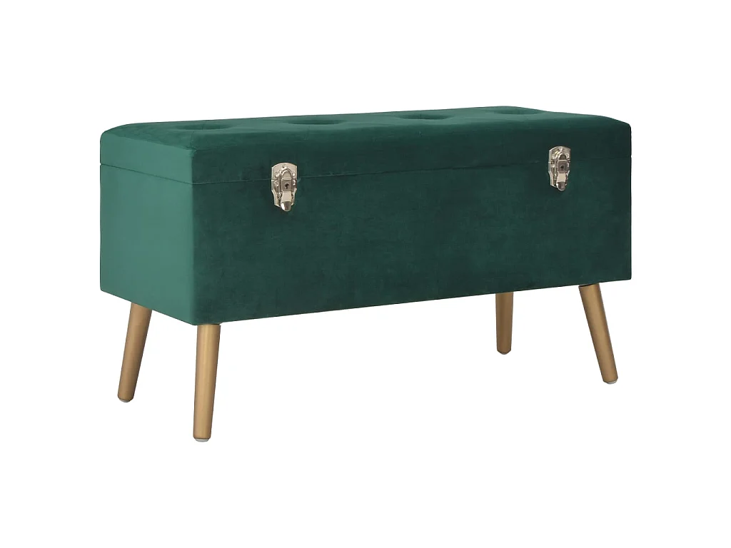 Banc avec compartiment de rangement 80cm Vert Velours Karo