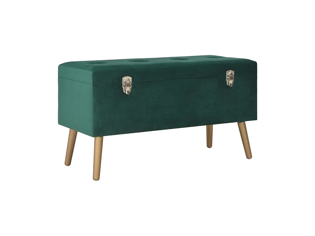 Banc avec compartiment de rangement 80cm Vert Velours Karo