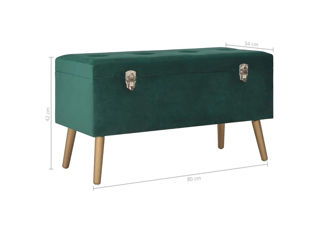 Banc avec compartiment de rangement 80cm Vert Velours Karo
