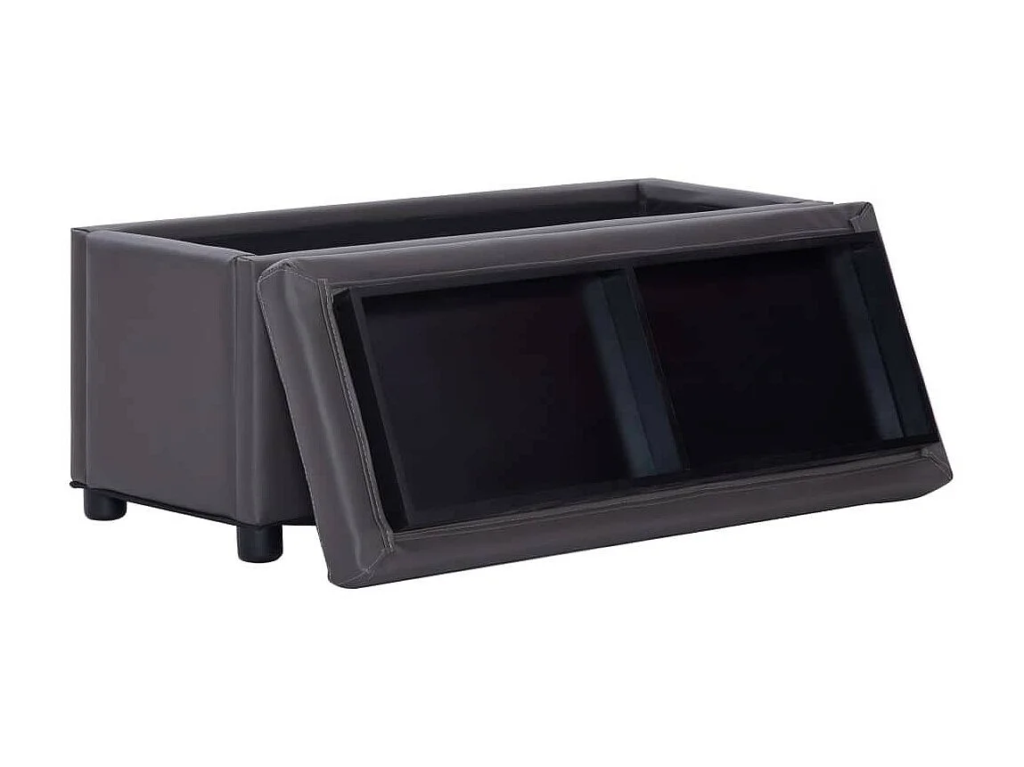 Pouf de rangement 87,5cm Gris Similicuir