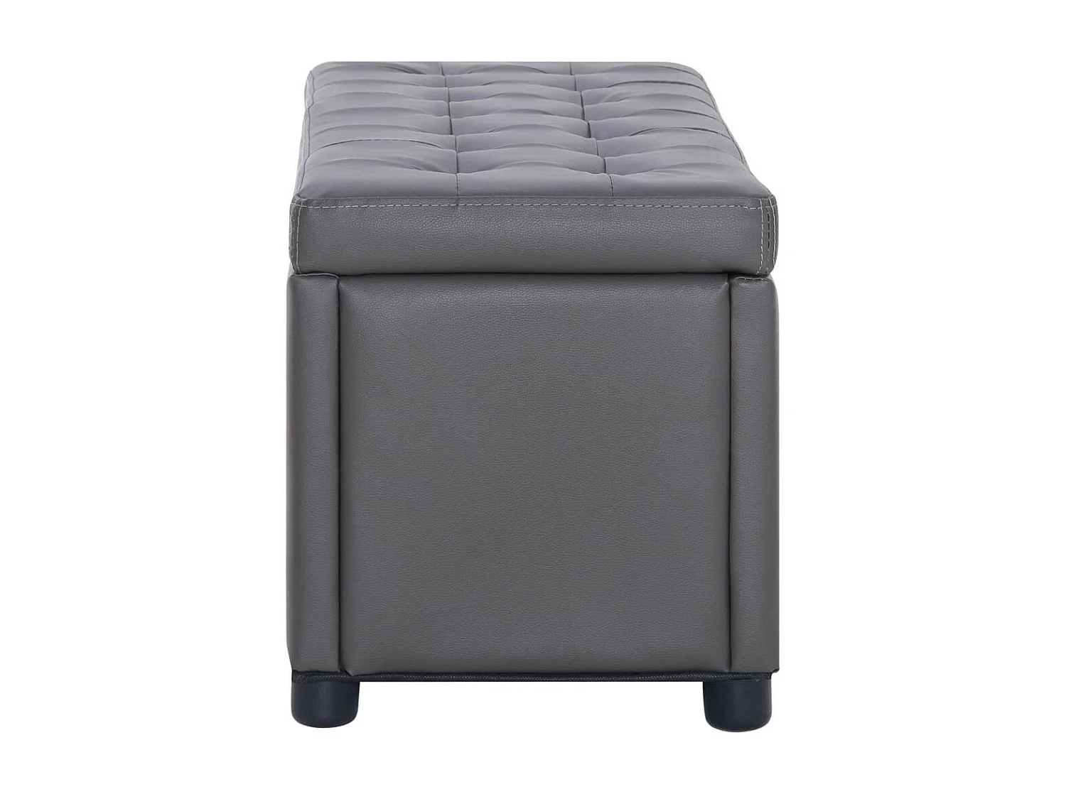 Pouf de rangement 87,5cm Gris Similicuir
