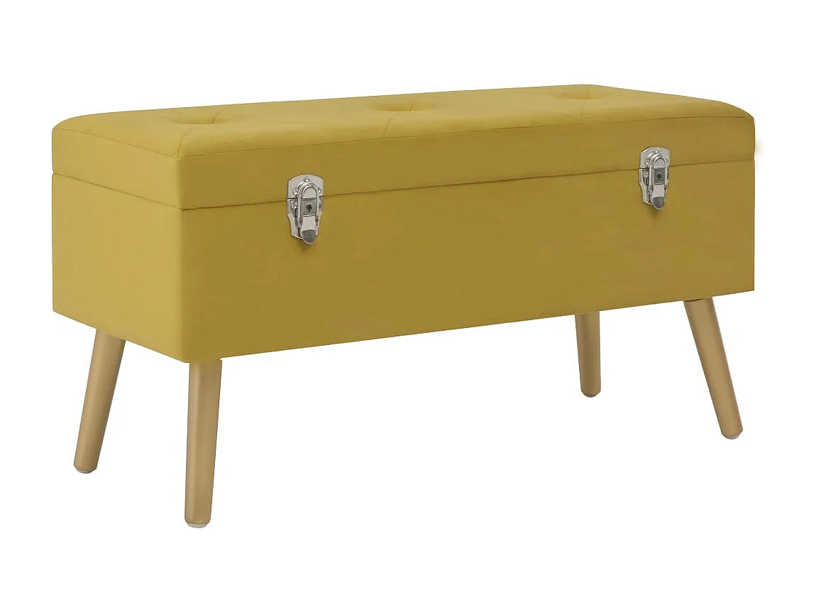 Banc avec compartiment de rangement 80cm Jaune moutarde Velours