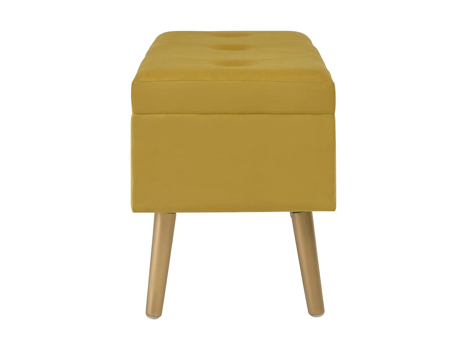 Banc avec compartiment de rangement 80cm Jaune moutarde Velours