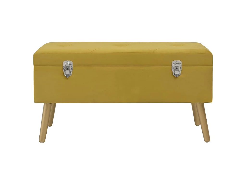 Banc avec compartiment de rangement 80cm Jaune moutarde Velours