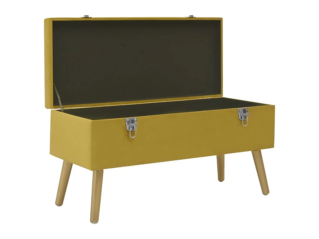 Banc avec compartiment de rangement 80cm Jaune moutarde Velours