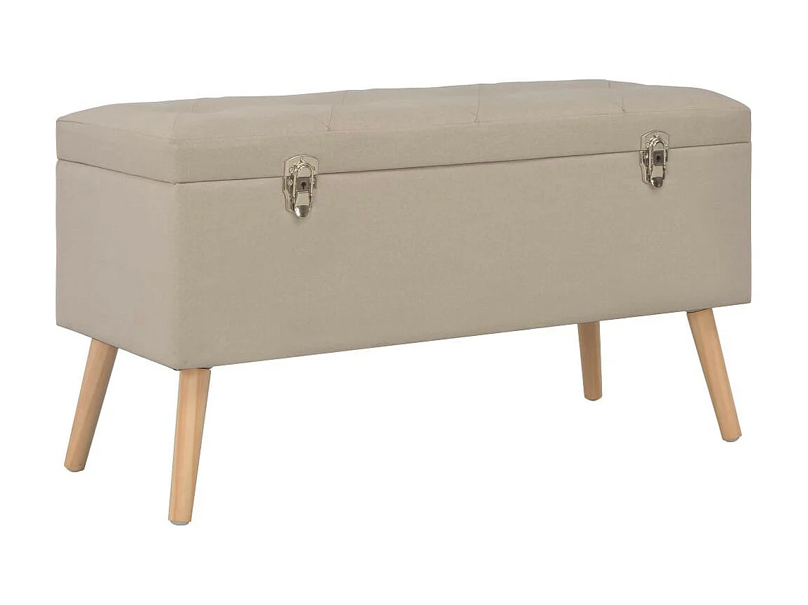 Tabourets de rangement 3 pcs Beige Tissu