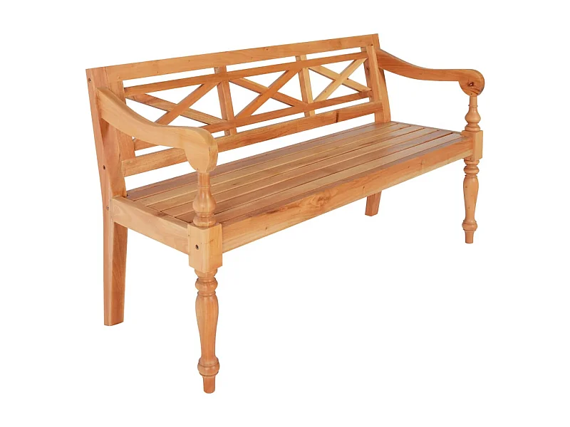 Banc Batavia 123cm Bois d'acajou massif Marron clair