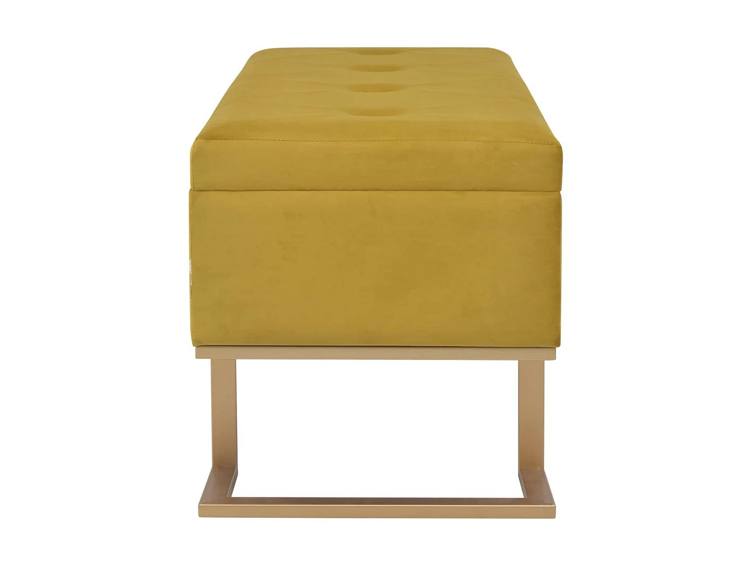 Banc avec compartiment de rangement 105cm Moutarde Velours