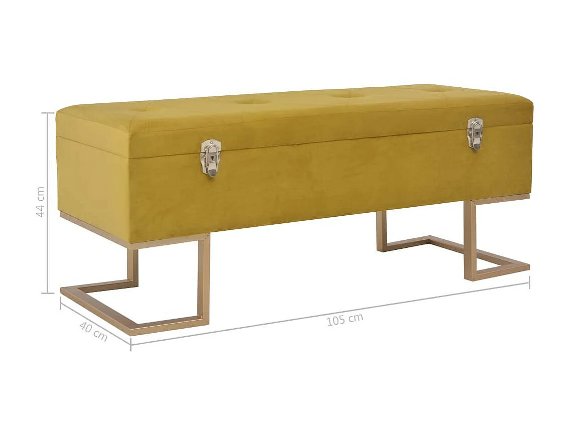 Banc avec compartiment de rangement 105cm Moutarde Velours