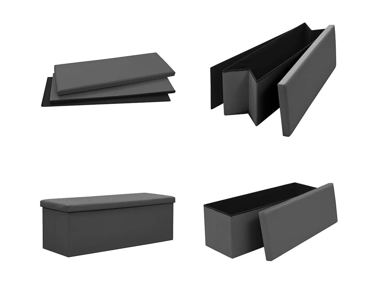 Banc de rangement pliable Gris PVC
