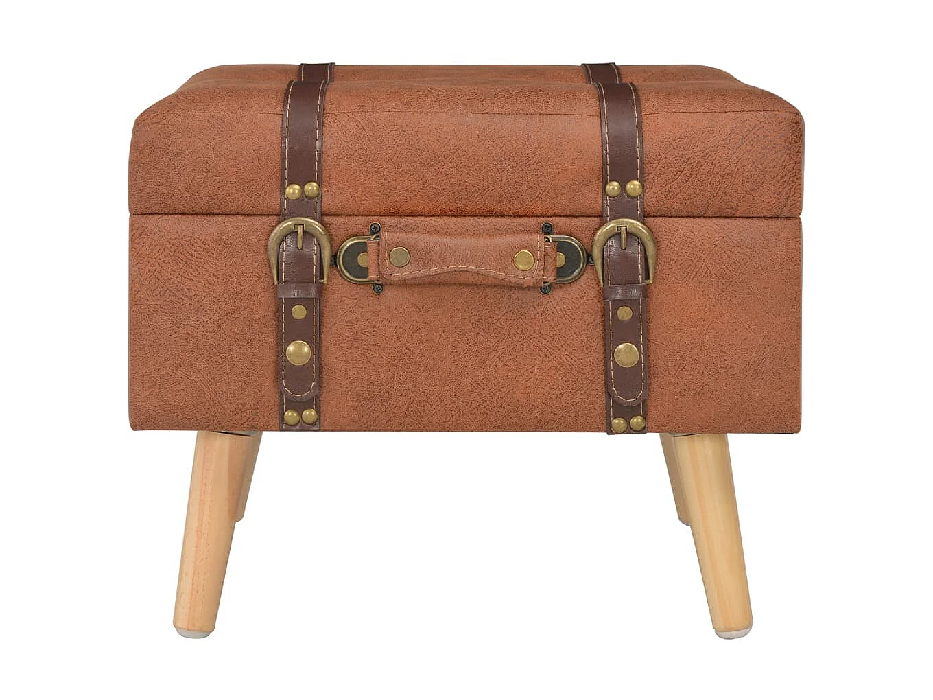 Tabouret de rangement 40cm Brun roux Similicuir