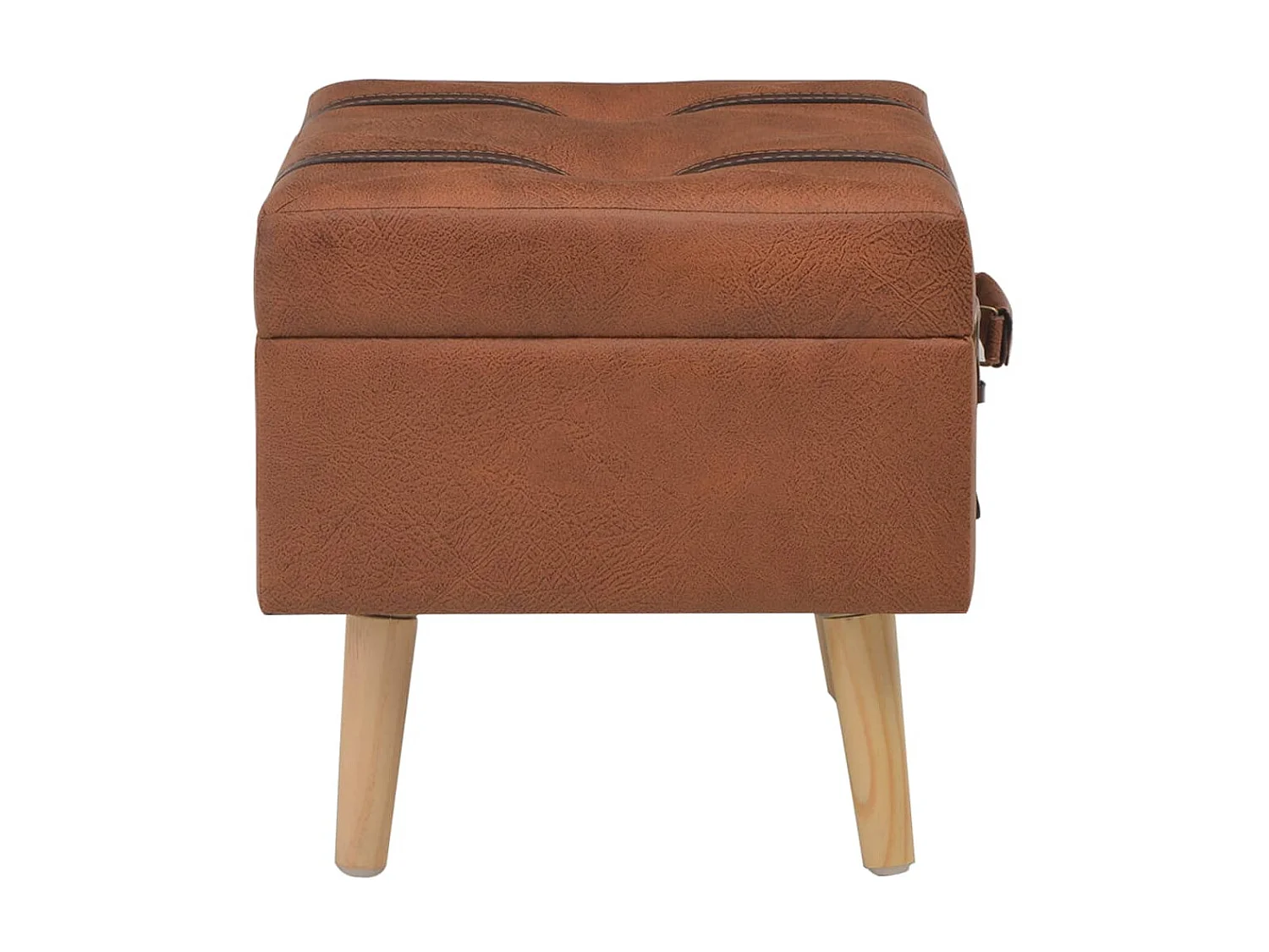 Tabouret de rangement 40cm Brun roux Similicuir