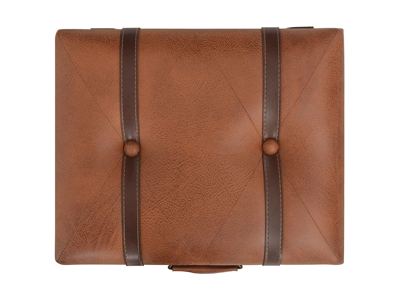 Tabouret de rangement 40cm Brun roux Similicuir