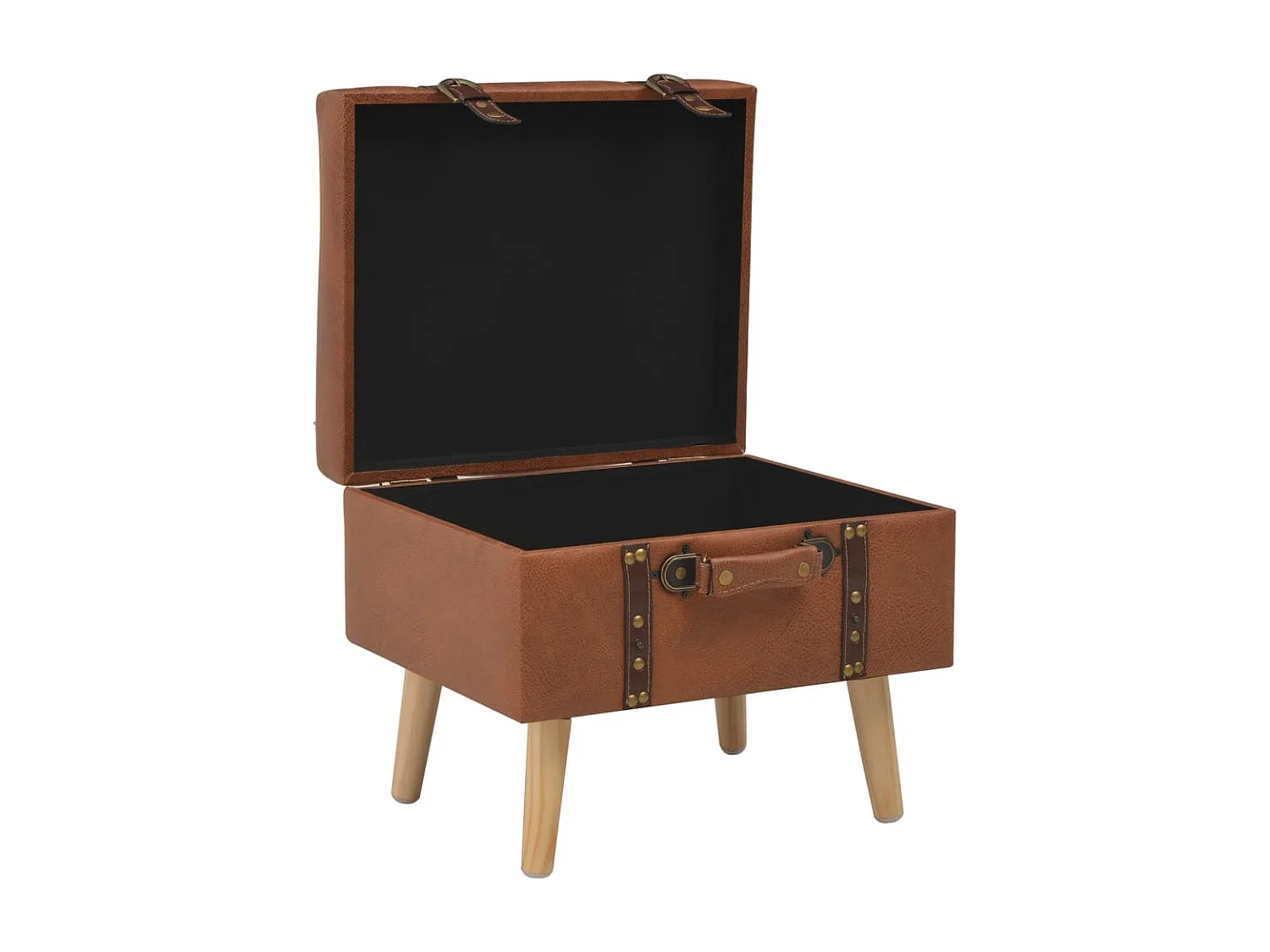 Tabouret de rangement 40cm Brun roux Similicuir