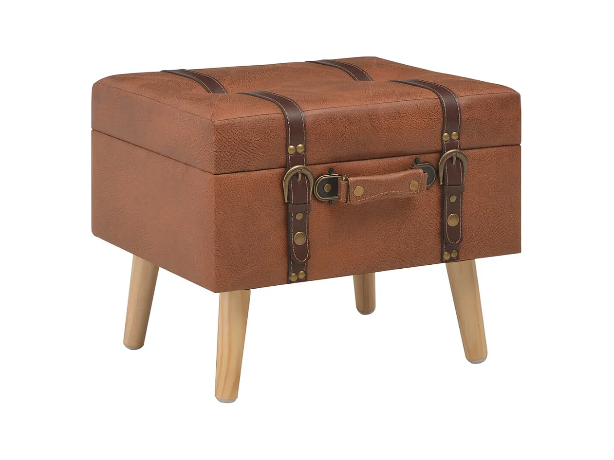 Tabouret de rangement 40cm Brun roux Similicuir