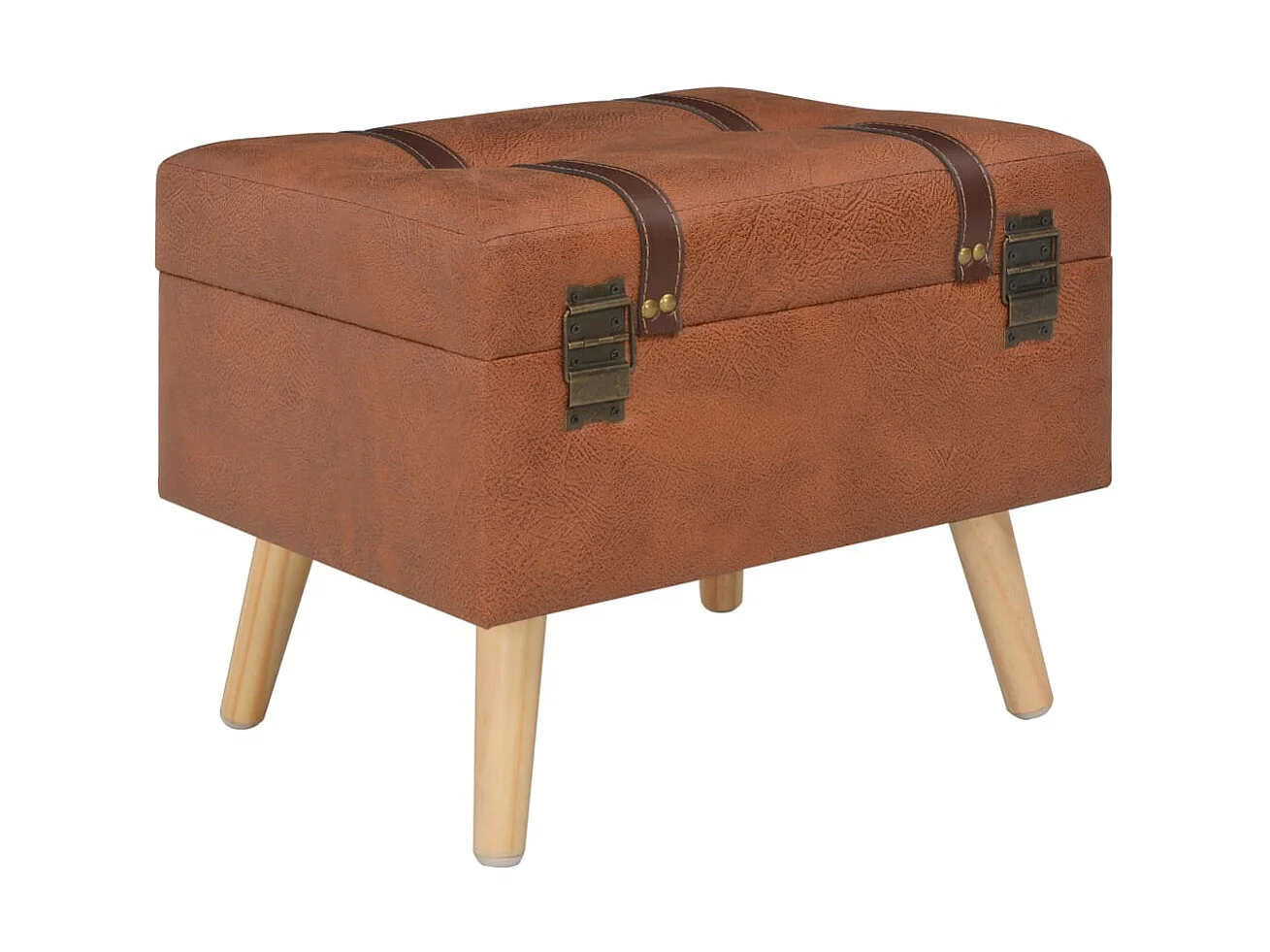 Tabouret de rangement 40cm Brun roux Similicuir