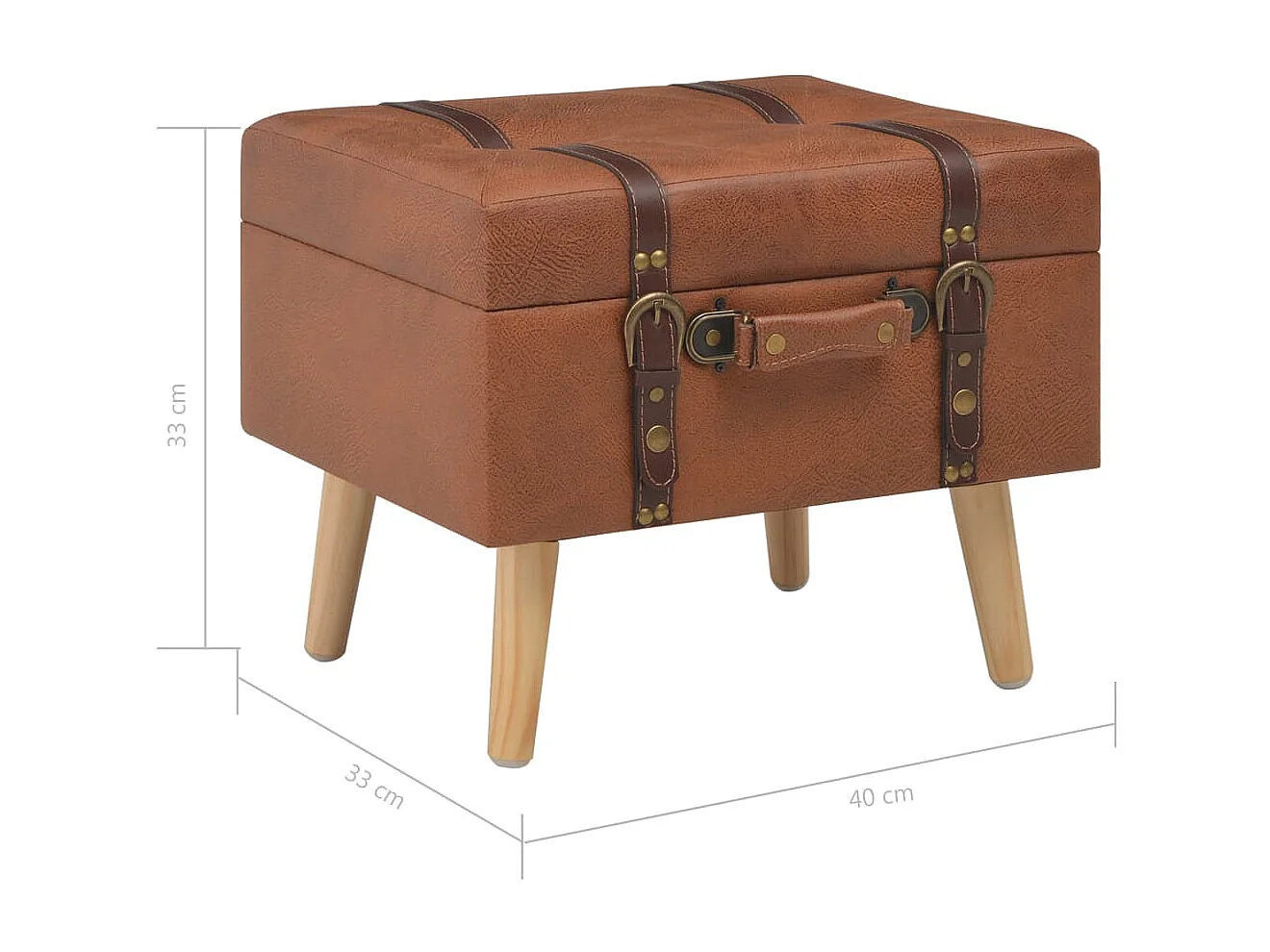 Tabouret de rangement 40cm Brun roux Similicuir