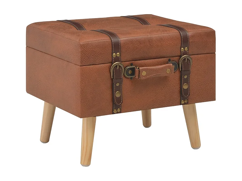 Tabouret de rangement 40cm Brun roux Similicuir