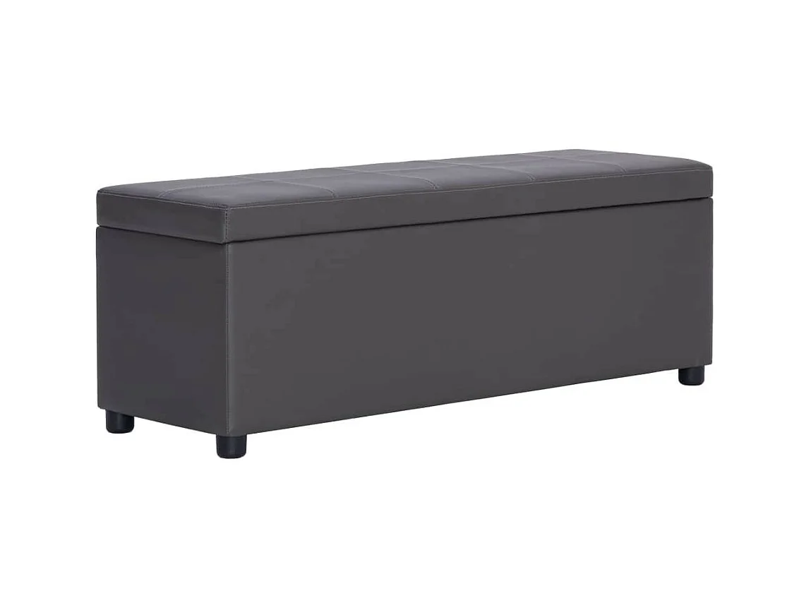 Banc avec compartiment de rangement 116cm Gris Similicuir