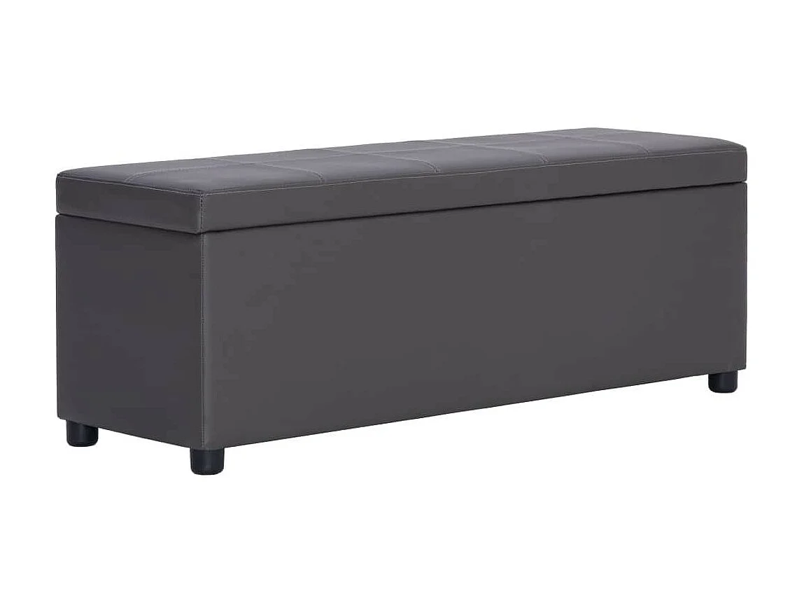 Banc avec compartiment de rangement 116cm Gris Similicuir