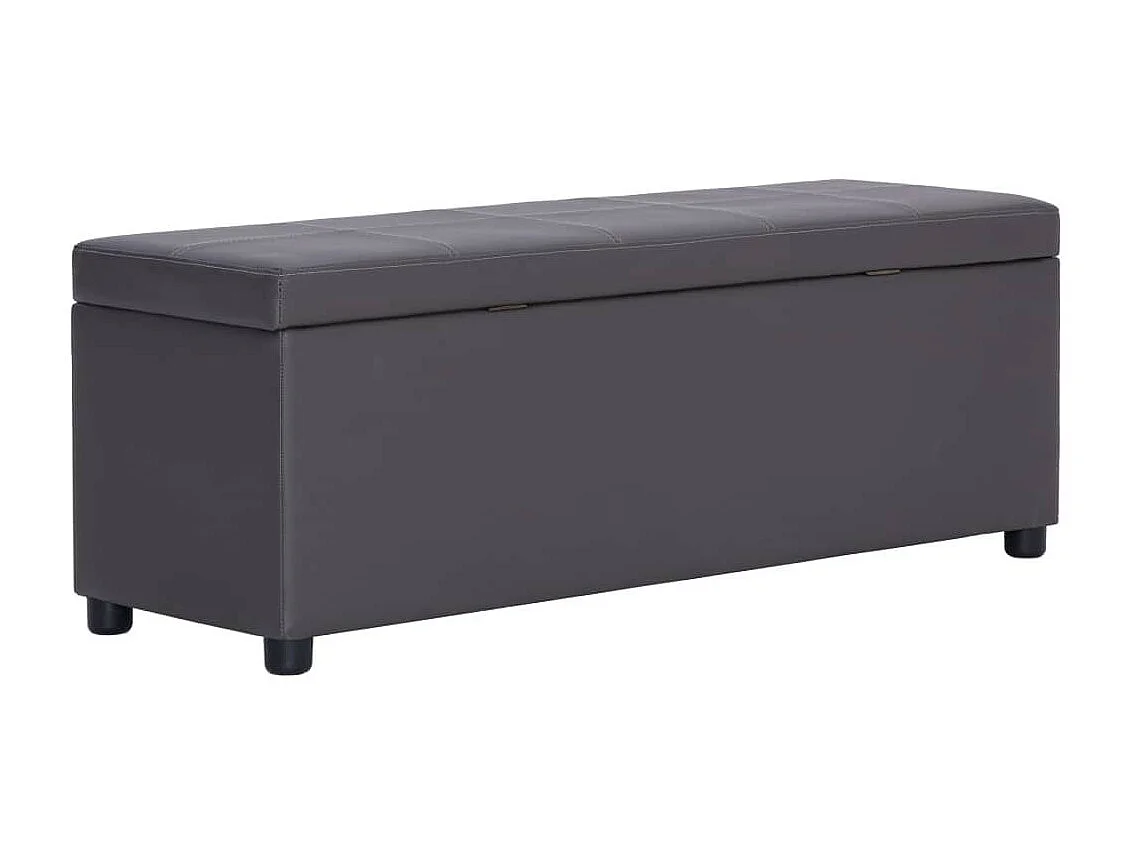 Banc avec compartiment de rangement 116cm Gris Similicuir