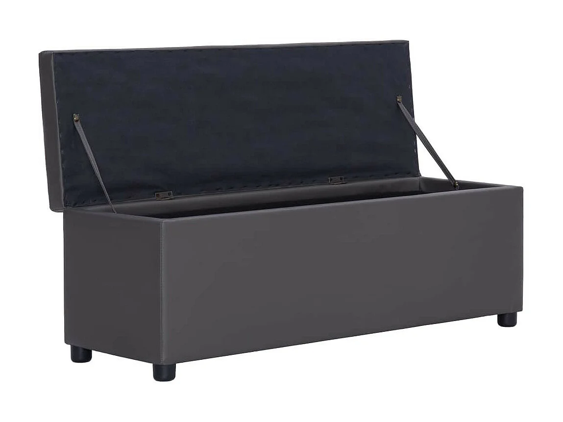 Banc avec compartiment de rangement 116cm Gris Similicuir