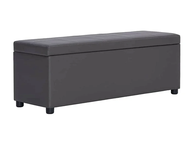 Banc avec compartiment de rangement 116cm Gris Similicuir