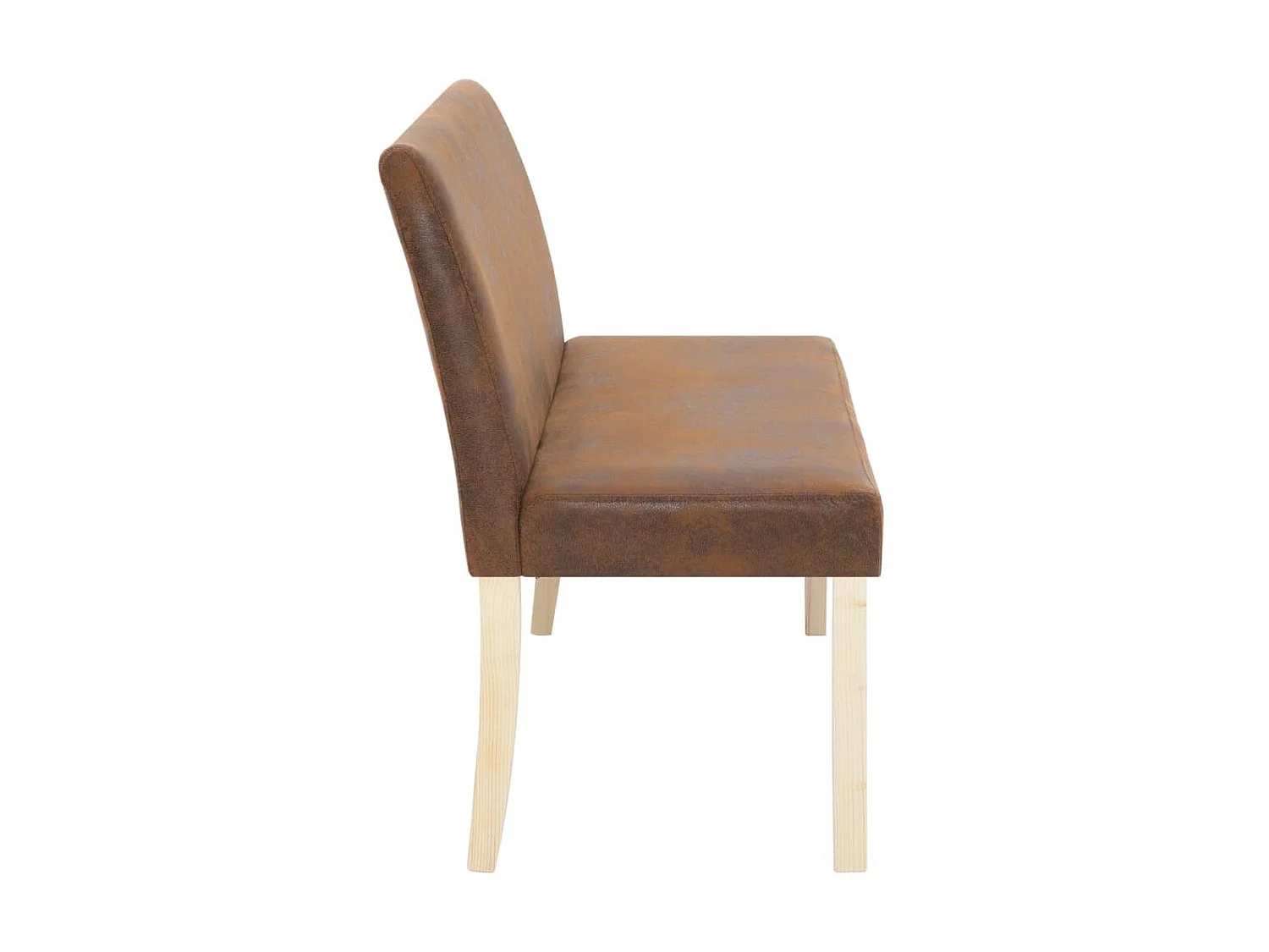 Banc vintage simili cuir marron vieilli et pieds pin massif Barielle 140cm