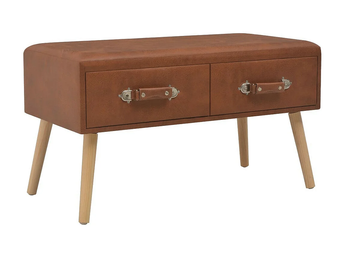 Banc avec tiroirs 80cm Marron Similicuir