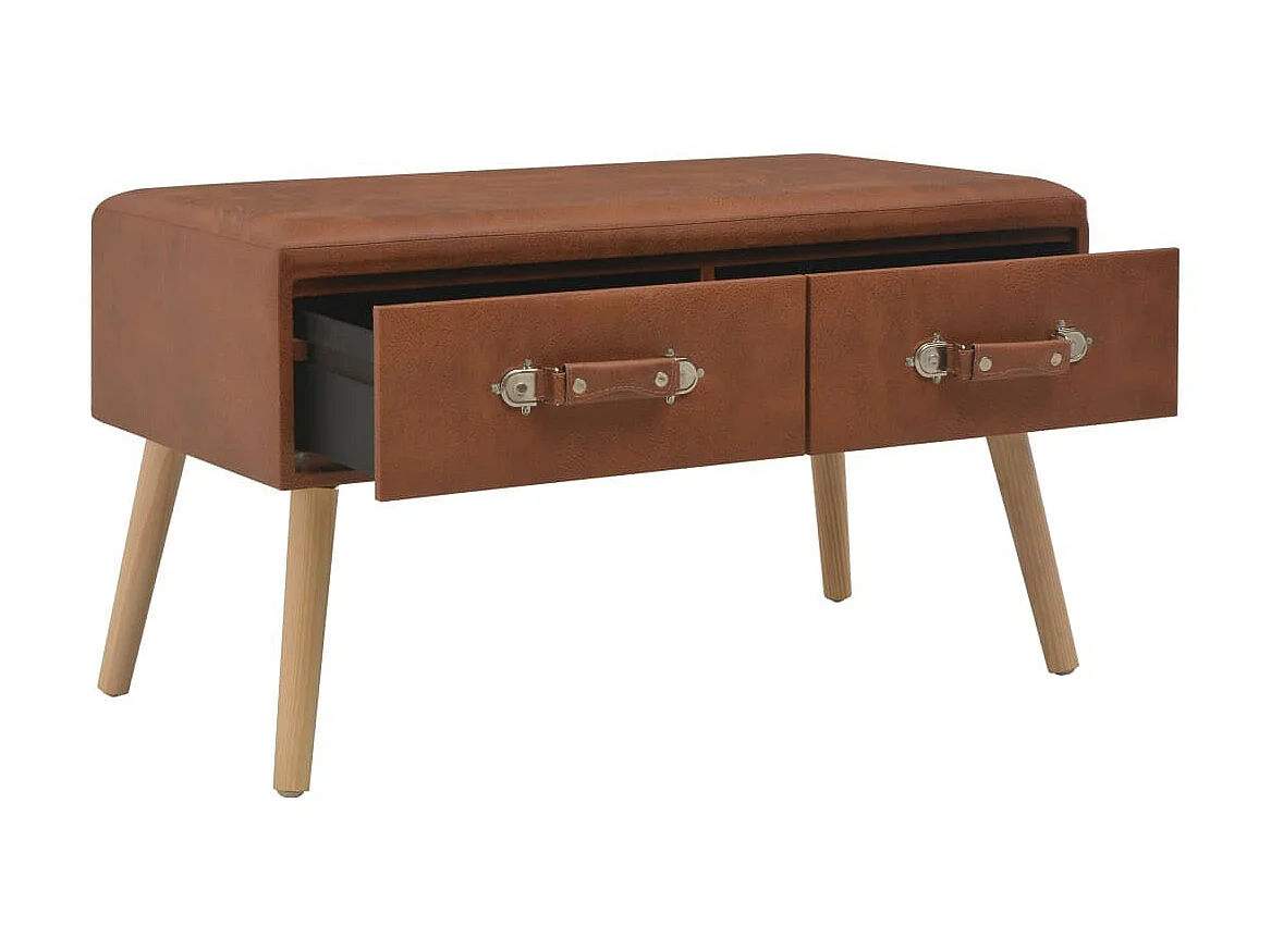 Banc avec tiroirs 80cm Marron Similicuir