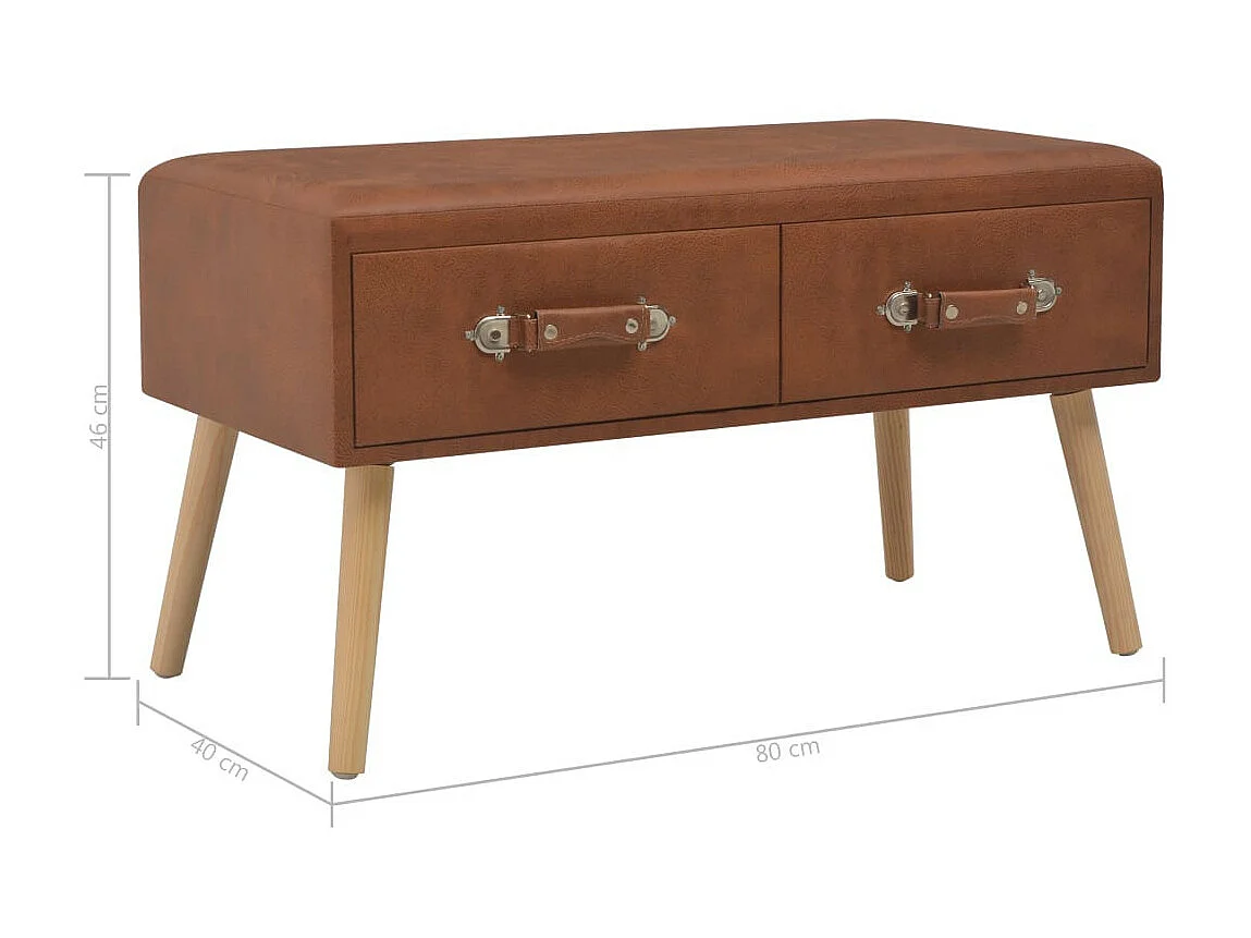 Banc avec tiroirs 80cm Marron Similicuir