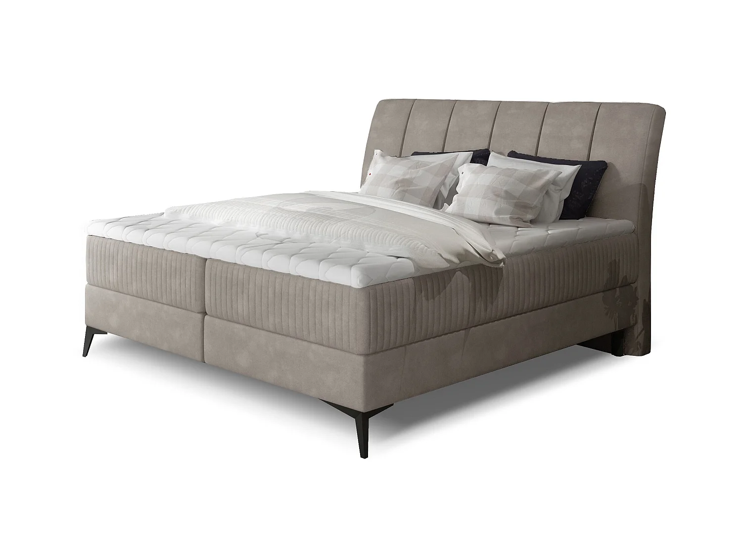 Lit continental moderne avec matelas velours beige Brato-160x200