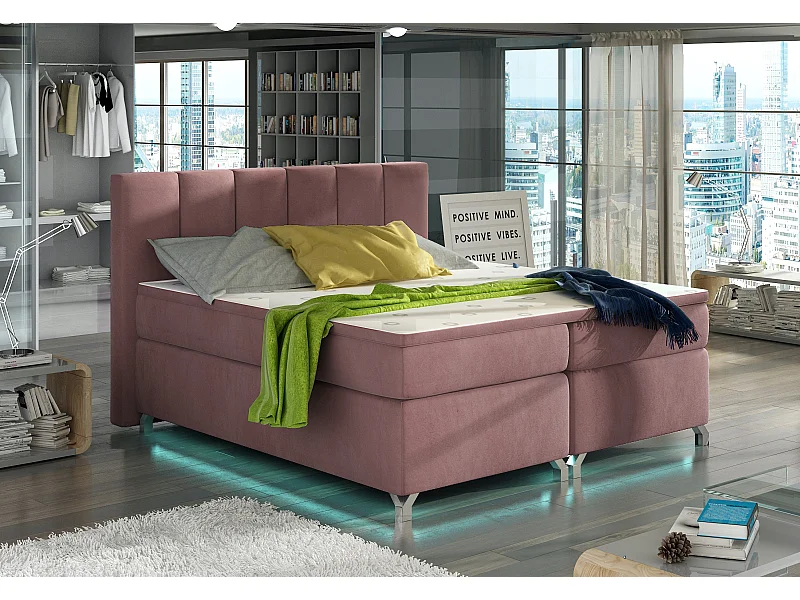 Lit boxspring 180x200 velours rose clair Balfor