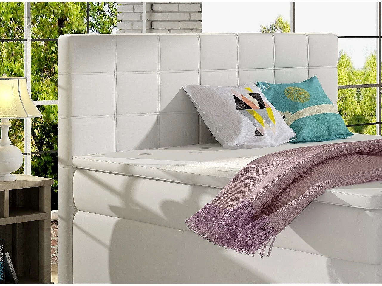 Hotelslaapkamerbed met witte Alko kunstleren matras-Slapen 140x200cm