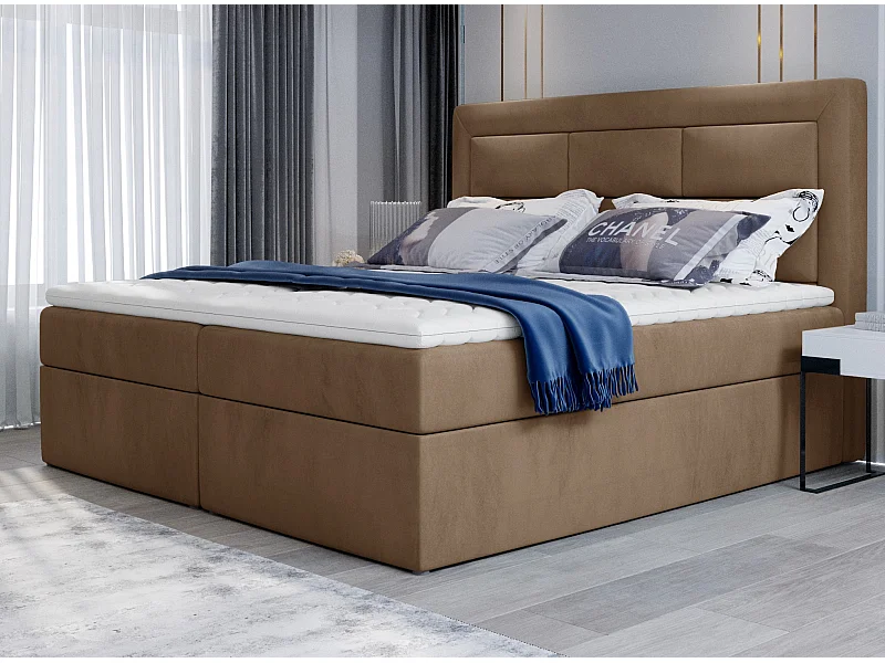 Balore lichtbruin fluwelen continentaal bed-Slapen 180x200cm