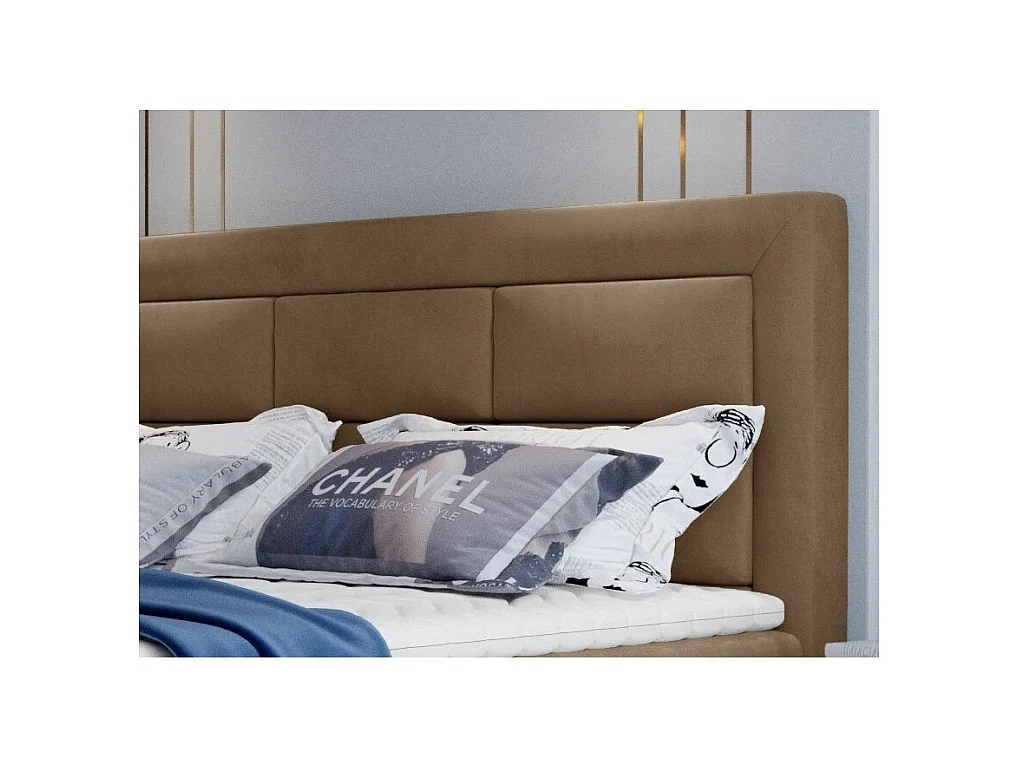 Lit continental velours marron clair Balore-Couchage 180x200 cm