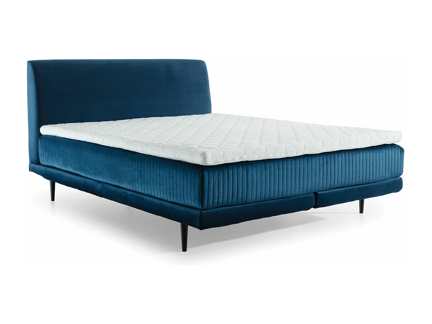 Boxspringbed 140x200 cm donkerblauw fluwelen boxspring en matras inclusief Mastera