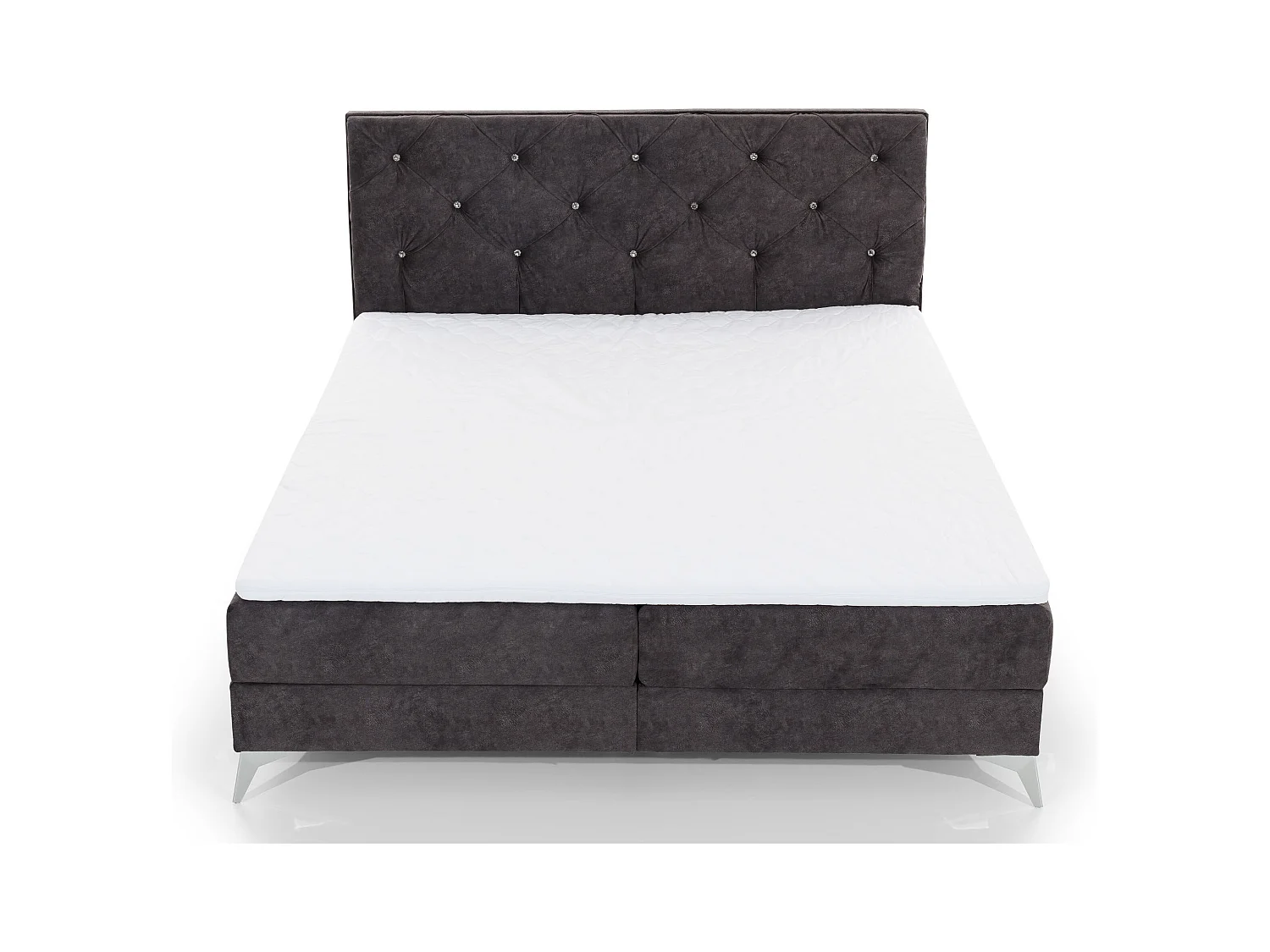 Continental designbed met strass gevoerd hoofdeinde in zwarte Banky-stof-Slapen 140x200cm