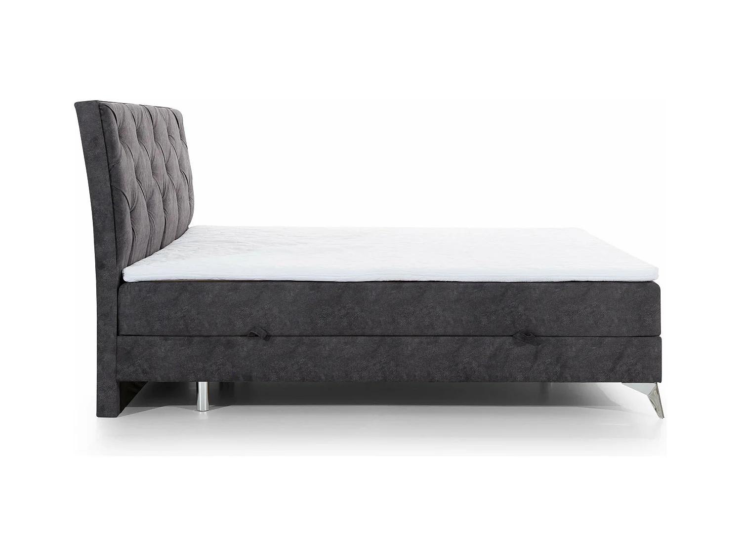 Continental designbed met strass gevoerd hoofdeinde in zwarte Banky-stof-Slapen 140x200cm