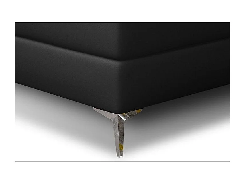 Lit design continental avec tête de lit capitonnée strass simili cuir noir Banky-160x200