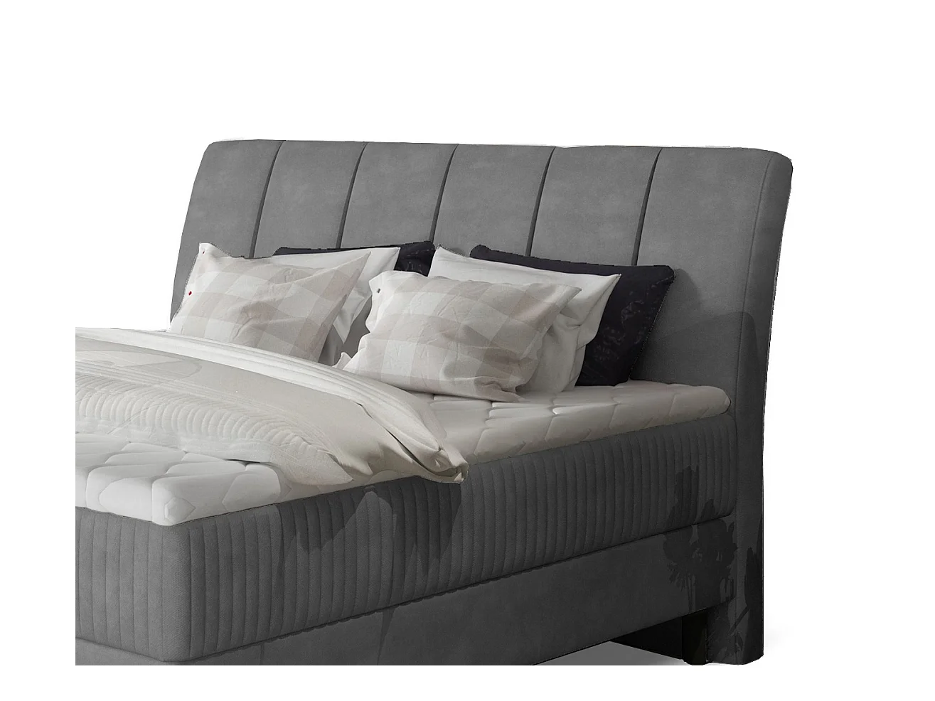 Modern continentaal bed met grijze fluwelen matras Brato-Slapen 180x200cm