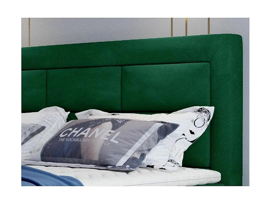 Lit continental velours vert Balore-Couchage 180x200 cm