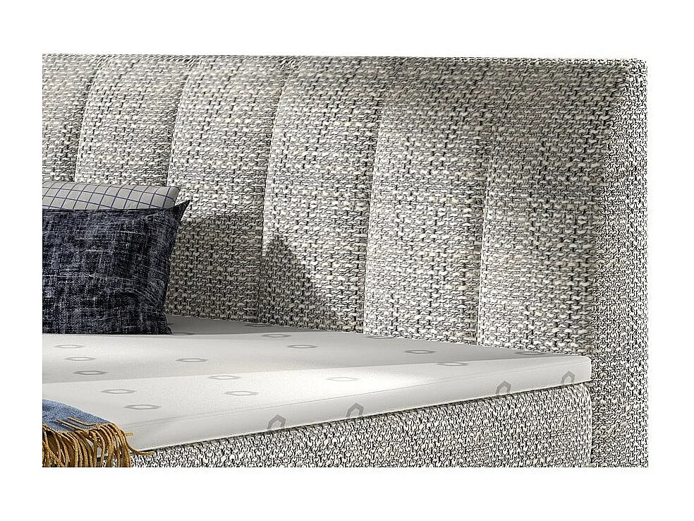 Gewatteerd continentaal bed van lichtgrijs gemêleerde stof Florencia-Slapen 160x200cm